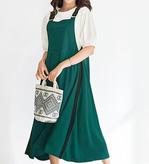 BELLUNA（ベルーナ）の「オシャレに細見え配色使いジャンドレ（ジャンパースカート）」｜詳細画像