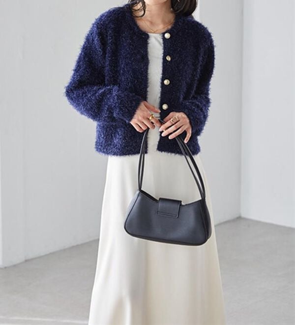 RANAN（ラナン）の「ゴールド調ボタンラメシャギーカーディガン（ニットカーディガン）」｜詳細画像