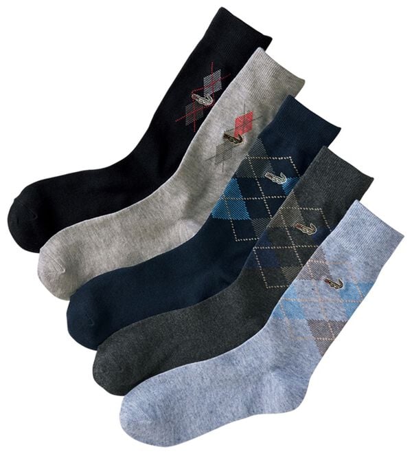 「【５足組】＜クロコダイル＞アイビーソックスアーガイル（メンズ靴下・タイツ）」｜詳細画像