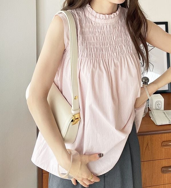 GeeRA（ジーラ）の「ストライプシャーリングブラウス（アンサンブル）」｜詳細画像