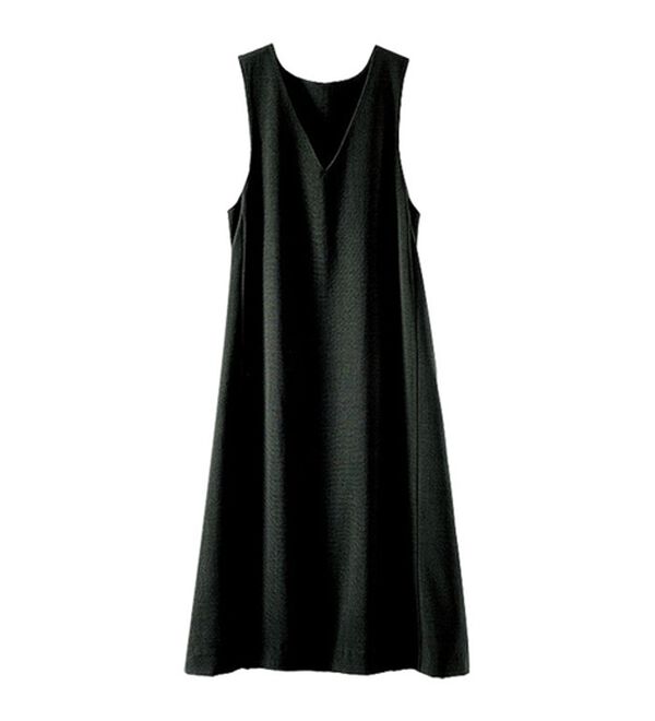 BELLUNA（ベルーナ）の「サラリ麻調素材Ｖネックジャンパードレス（ジャンパースカート）」｜詳細画像