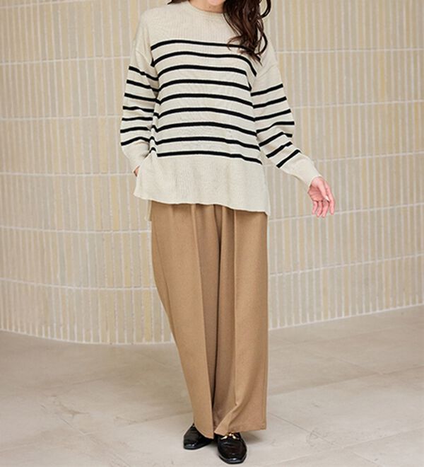 RANAN（ラナン）の「ワイドリブ使いカラーニットチュニック（ニット・セーター）」｜詳細画像