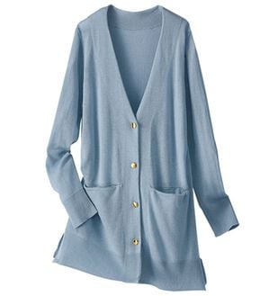 BELLUNA（ベルーナ）の「シルクカシミヤデザインカーディガン（ニットカーディガン）」｜サックス