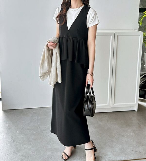 GeeRA（ジーラ）の「楽ちん！ペプラムジャンパースカート（ジャンパースカート）」｜詳細画像