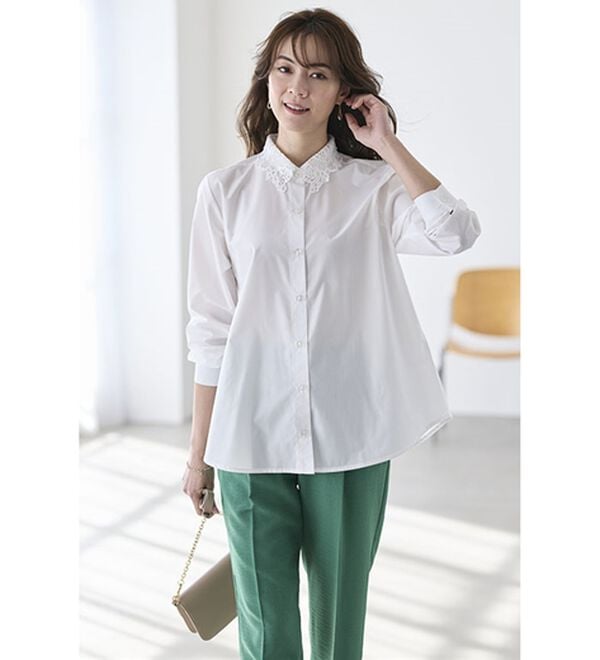 BELLUNA（ベルーナ）の「シャツコーデを更新！衿レースブラウス（ブラウス）」｜詳細画像
