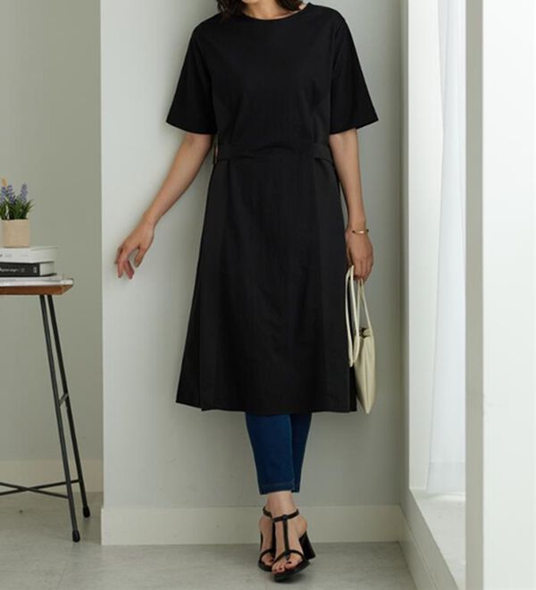 BELLUNA（ベルーナ）の「サイドバックル異素材切替ワンピース（その他ワンピース）」｜詳細画像