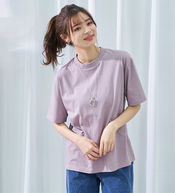 BELLUNA（ベルーナ）の「【汗ジミ対策◎】＜エアリーアイスコットン＞オーバーサイズＴシャツ【選べる袖丈】（カットソー）」｜詳細画像