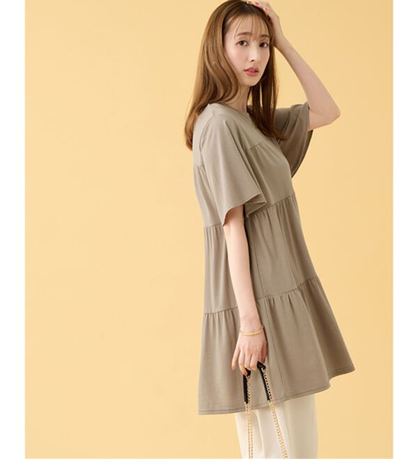 alotta（アロッタ）の「楽に可愛く！ふんわり綿混ティアードチュニック（チュニック）」｜詳細画像