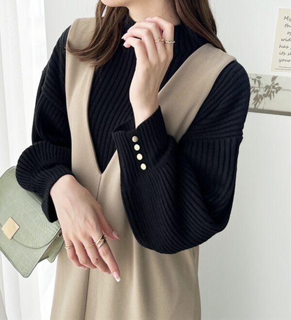 GeeRA（ジーラ）の「袖ボタンボトルネックリブニット（ニット・セーター）」｜詳細画像