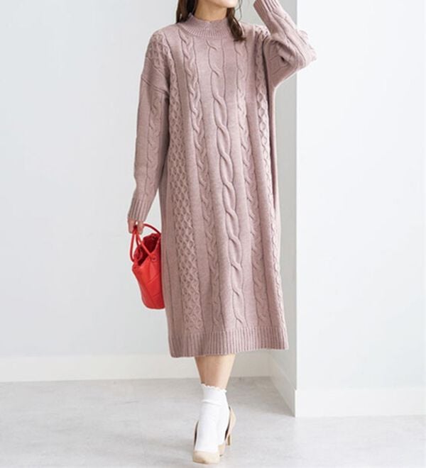 BELLUNA（ベルーナ）の「ケーブル柄ロング丈ニットワンピース（ニットワンピース）」｜詳細画像