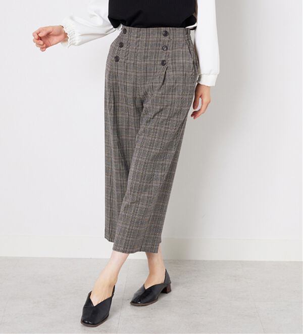 BELLUNA（ベルーナ）の「ストレッチ素材ボタン使いワイドパンツ（その他パンツ）」｜詳細画像