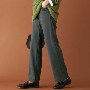 BELLUNA（ベルーナ）の「ニットジャガード裏起毛セミワイドパンツ（ワイドパンツ・ガウチョ）」｜詳細画像