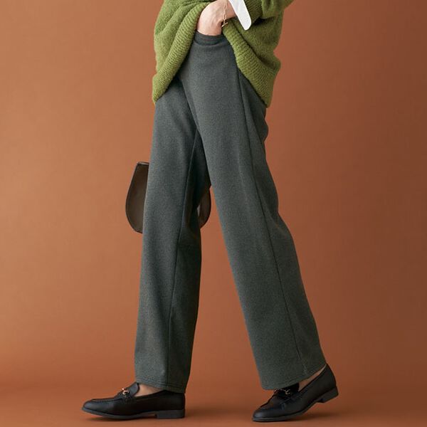 BELLUNA（ベルーナ）の「ニットジャガード裏起毛セミワイドパンツ（ワイドパンツ・ガウチョ）」｜詳細画像