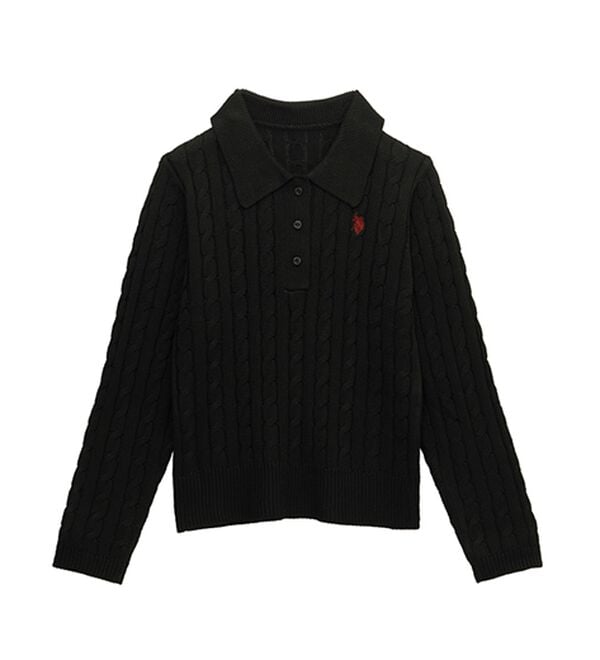 RANAN（ラナン）の「＜U.S.POLO ASSN.＞刺繍長袖ケーブルポロニット（ニット・セーター）」｜詳細画像