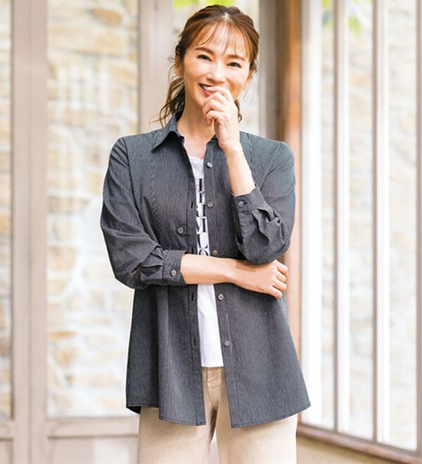 ルフラン（ルフラン）の「【２色組】ボタン使いのストライプブラウス（ブラウス）」｜詳細画像