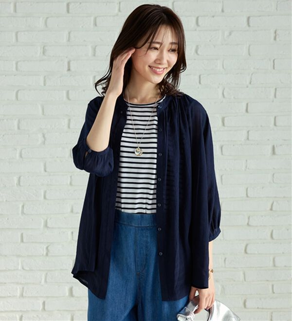 BELLUNA（ベルーナ）の「スラブ素材ギャザーデザインブラウス（ブラウス）」｜詳細画像