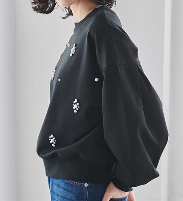 RANAN（ラナン）の「ビジュー使いボリューム袖プルオーバー（カットソー）」｜詳細画像