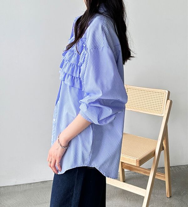 GeeRA（ジーラ）の「フリルドッキングオーバーサイズシャツ（シャツ）」｜詳細画像