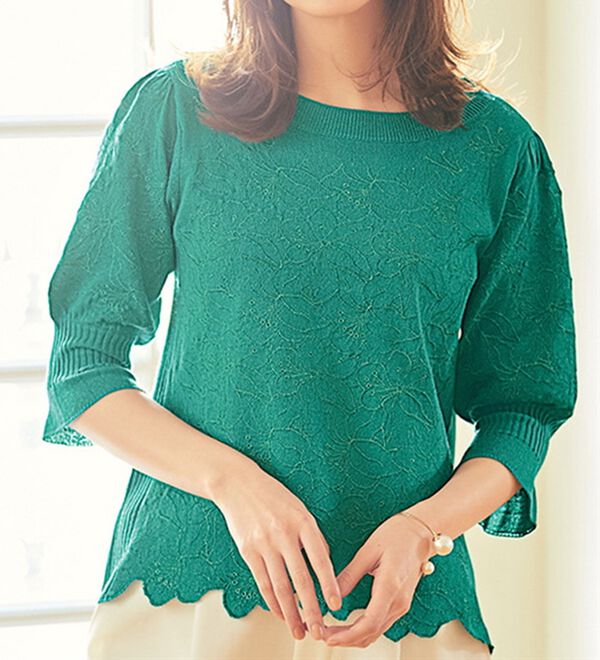 花柄刺しゅうニットプルオーバー - ベルーナ【公式】 