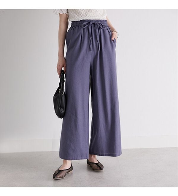 GeeRA（ジーラ）の「麻入りリラックスワイドパンツ（ワイドパンツ・ガウチョ）」｜詳細画像