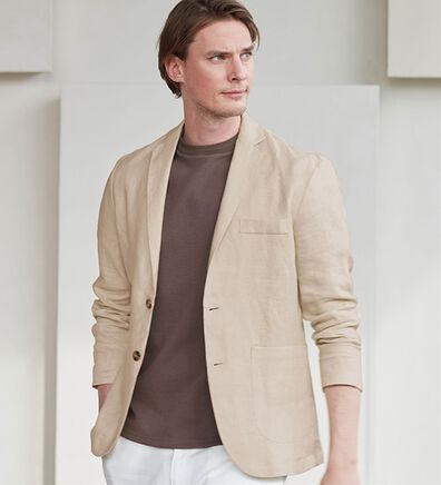 「夏を楽しむ麻１００％テーラードジャケット（メンズジャケット）」