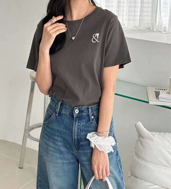 GeeRA（ジーラ）の「アンドハート刺しゅうＴシャツ（Tシャツ）」｜詳細画像