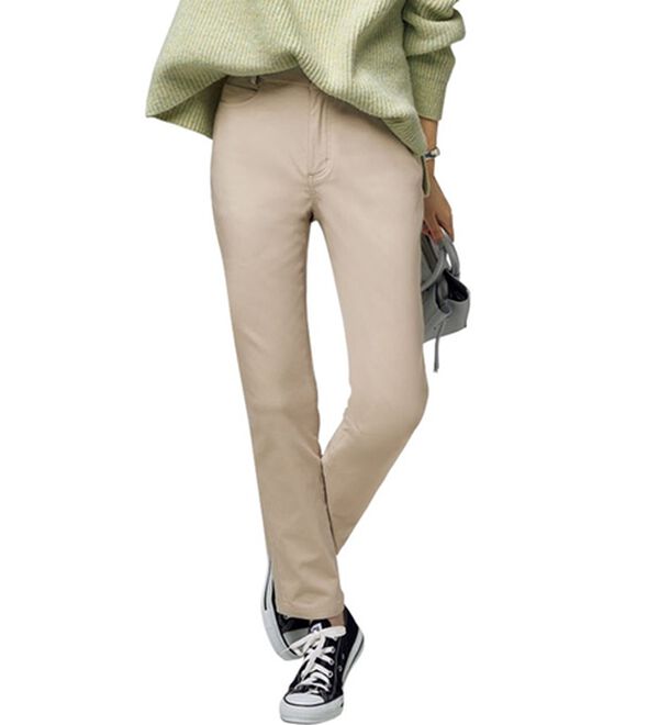 VINNO（ヴィノ）の「スマホポッケ付のびのび裏起毛スリムパンツ（フルレングスパンツ）」｜グレージュ