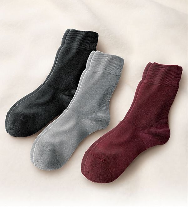「【３色組】つま先＆足首ウォーマー付靴下「暖流」（靴下・ストッキング）」｜詳細画像