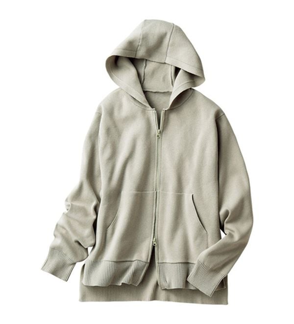 VINNO（ヴィノ）の「軽ハリ！ジップアップニットパーカー（ニット・セーター）」｜詳細画像