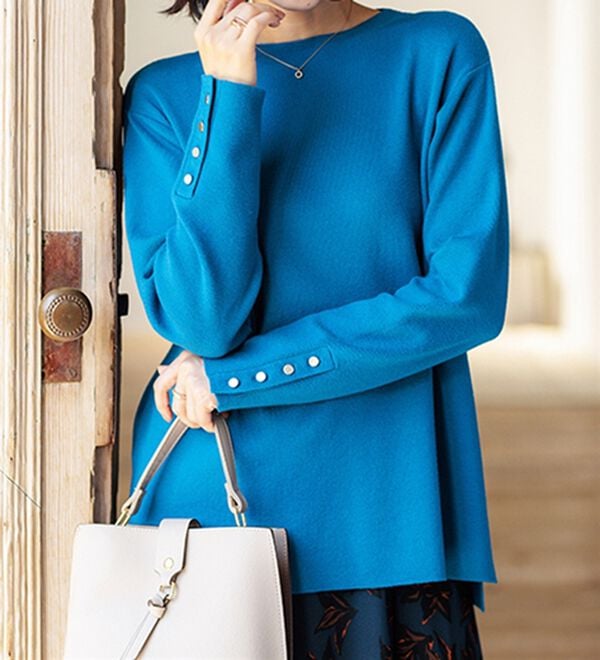 BELLUNA（ベルーナ）の「もちもち袖ボタンニットプルオーバー（ニット・セーター）」｜詳細画像