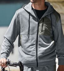 「モードな大人のための異素材パネル切替パーカー（メンズパーカー）」