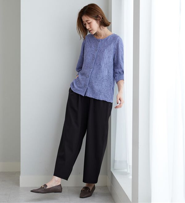 BELLUNA（ベルーナ）の「波柄シアージャカード素材カーディガン（ニットカーディガン）」｜詳細画像