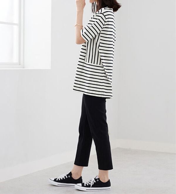 BELLUNA（ベルーナ）の「サイドポケット使いボーダー柄チュニック（チュニック）」｜詳細画像