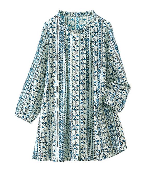 BELLUNA（ベルーナ）の「ナチュラル柄プリントブラウス（チュニック）」｜詳細画像