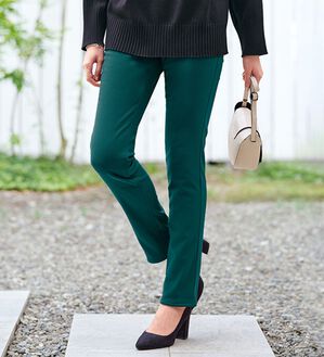 BELLUNA（ベルーナ）の「前身中わたであったか！すっきりパンツ（フルレングスパンツ）」｜モスグリーン