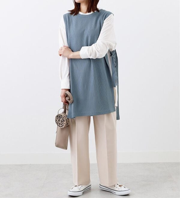 BELLUNA（ベルーナ）の「あぜ素材サイドリボンベストアンサンブル（アンサンブル）」｜詳細画像