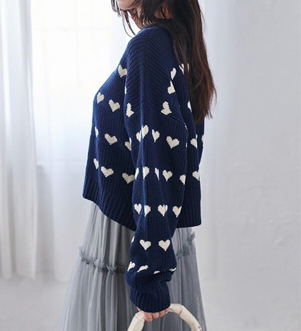 RANAN（ラナン）の「ハートライン柄ニットプルオーバー（ニット・セーター）」｜詳細画像