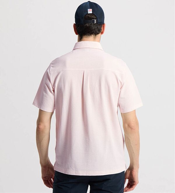 「＜マンシングウェア＞シアサッカーストライプ台襟付き半袖ポロシャツ（メンズポロシャツ）」｜詳細画像