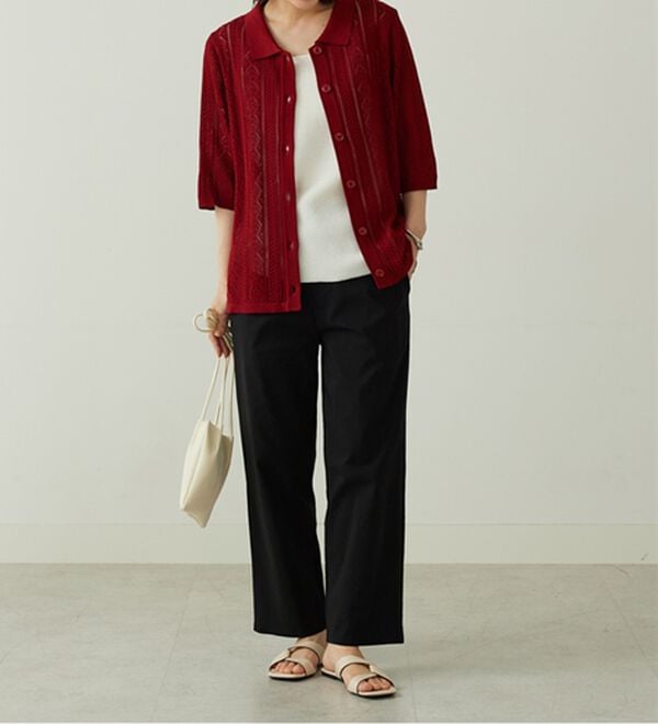 BELLUNA（ベルーナ）の「衿付き透かし編みニットカーディガン（ニットカーディガン）」｜詳細画像