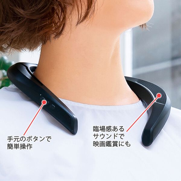 「肩にかけるワイヤレススピーカー（テレビ・オーディオ・カメラ機器）」｜詳細画像