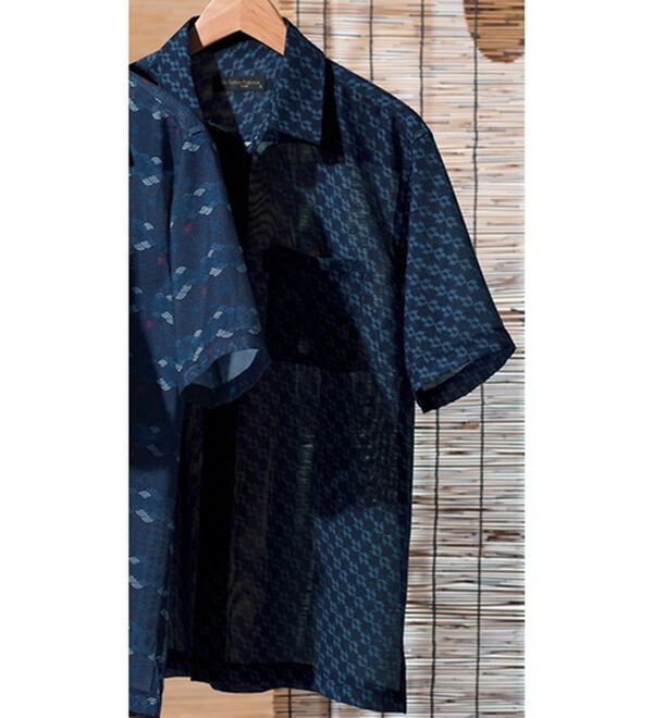 「＜パトリチオ　フランチェスカ＞和柄メッシュ涼感プリントシャツアウター（メンズシャツ）」｜市松紋様チェック柄