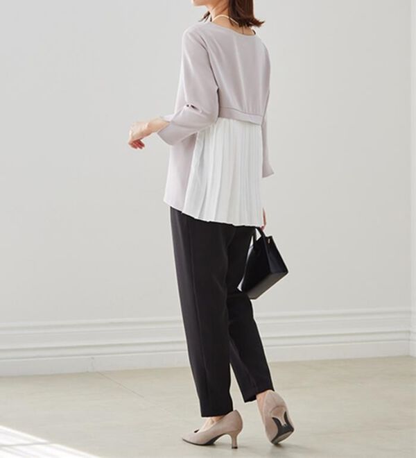 RANAN（ラナン）の「楽ちんキレイ見え！バックプリーツセットアップ（ブラウススーツ）」｜詳細画像