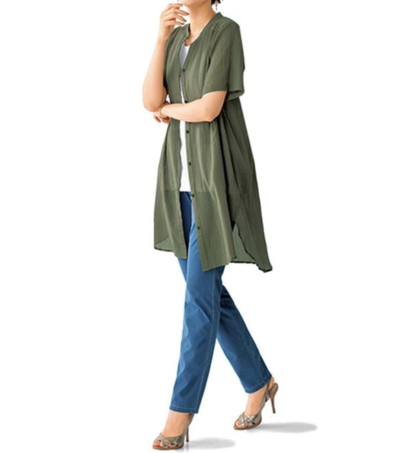 BELLUNA（ベルーナ）の「綿１００％楊柳素材スキッパー半袖ワンピース（その他ワンピース）」｜詳細画像