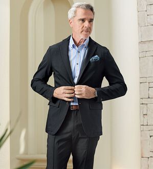 「デニムライクストレッチセットアップ（メンズジャケット）」｜ブラック