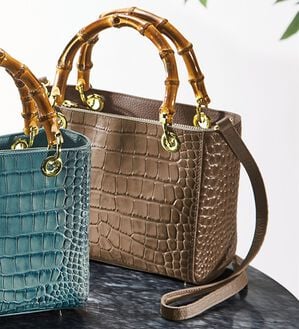 ルフラン（ルフラン）の「＜ロダニア＞牛革バンブーハンドルバッグ（ハンドバッグ）」｜トープ