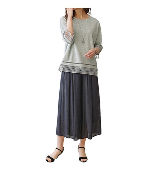 BELLUNA（ベルーナ）の「かのこ素材ケミカルレース使いプルオーバー（カットソー）」｜詳細画像