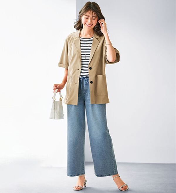 BELLUNA（ベルーナ）の「薄くて軽い！デニムイージーワイドパンツ（ワイドパンツ・ガウチョ）」｜詳細画像