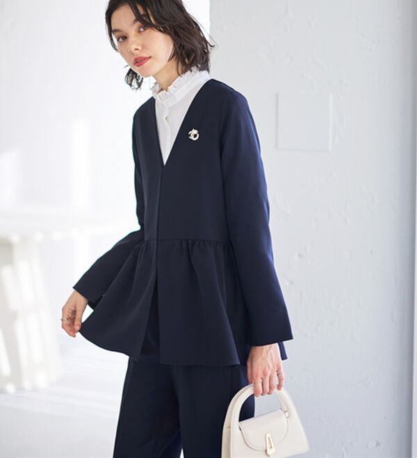 GeeRA（ジーラ）の「【2点セット】ペプラムジャケットセットアップスーツ（パンツスーツ）」｜詳細画像