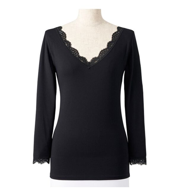 YU'NOW（ユナウ）の「【吸湿発熱】【抗菌防臭】汗取り付あったかインナー（首元深あきタイプ）（肌着・インナーウェア）」｜詳細画像