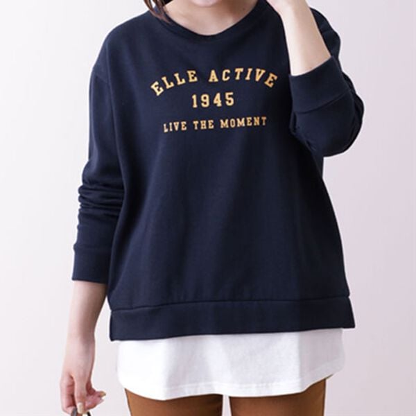ELLE Active＞ロゴプリント重ね着風チュニック - ベルーナ 